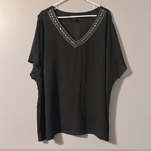 Lane Bryant 22/24 Black V Neck Top